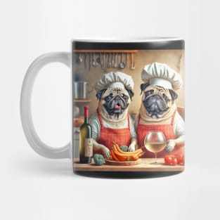 Pug Chefs Cooking in the Kitchen Mug